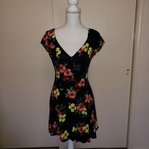 Hollister Navy Floral Button Front Sundress S